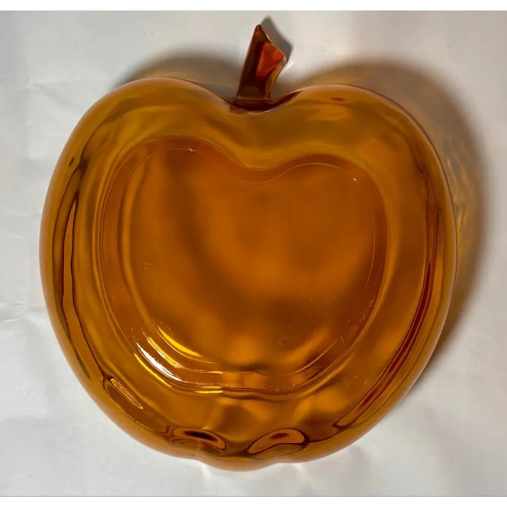 Vintage Hazel Atlas 10” Amber Glass Apple Serving Bowl